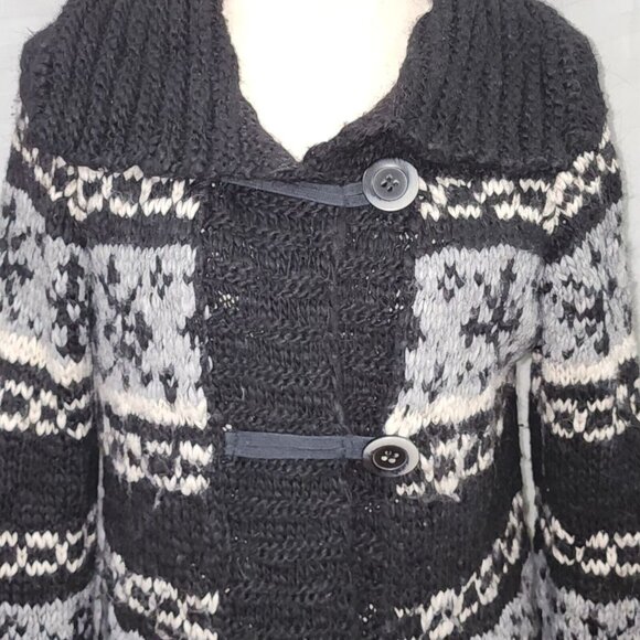 Cocogió Wool Alpaca Blend Knit Cardigan Sweater Size M Black White Made in Italy - Picture 11 of 12